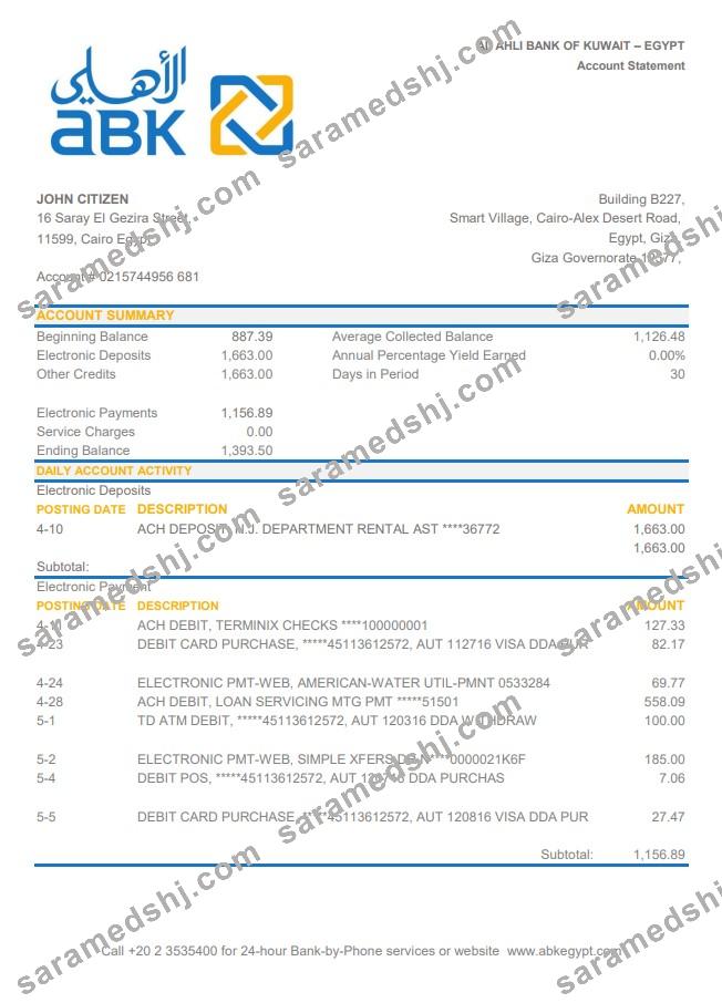 Egypt Al Ahli Bank of Kuwait excel